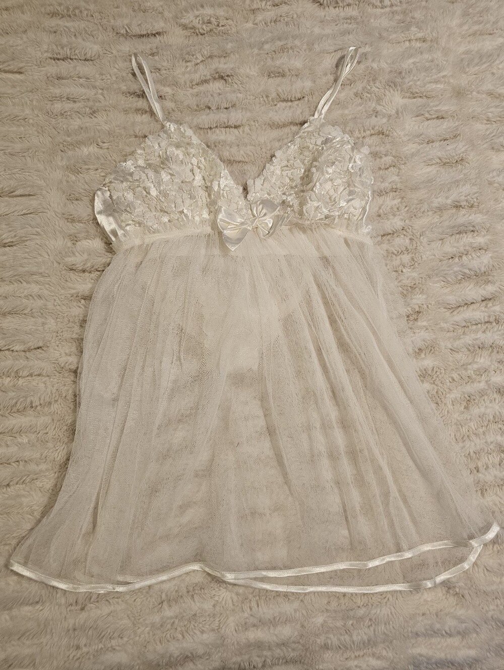 Flora Nikrooz Ivory Sheer Lace Babydoll Chemise